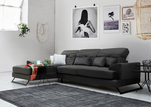Chic Home Friida kulmasohva divaanilla 190x308 cm L, tummanharmaa