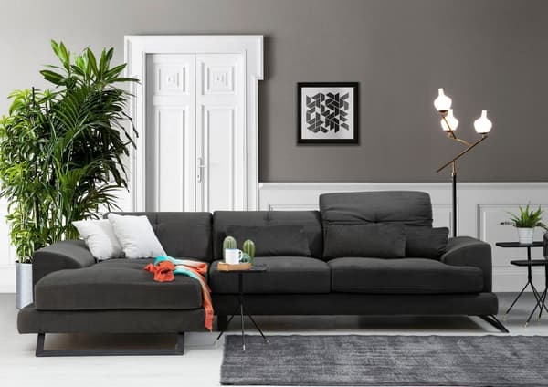 Chic Home Friida kulmasohva divaanilla 190x308 cm L, tummanharmaa