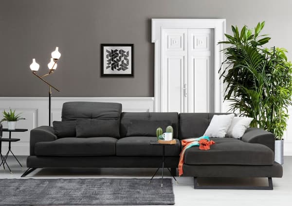 Chic Home Friida kulmasohva divaanilla 190x308 cm R, tummanharmaa