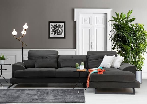 Chic Home Friida kulmasohva divaanilla 190x308 cm R, tummanharmaa