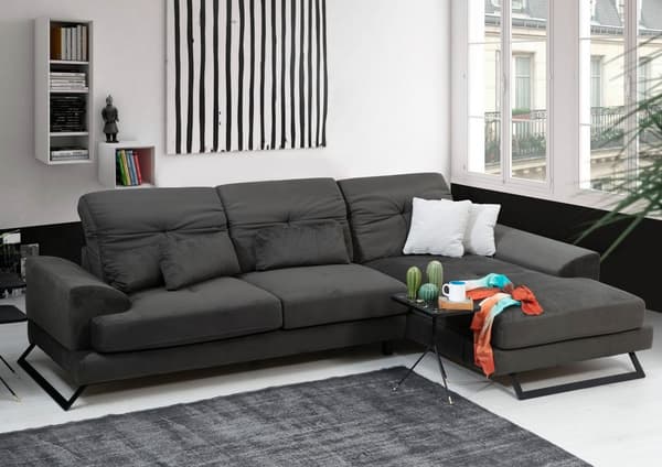 Chic Home Friida kulmasohva divaanilla 190x308 cm R, tummanharmaa