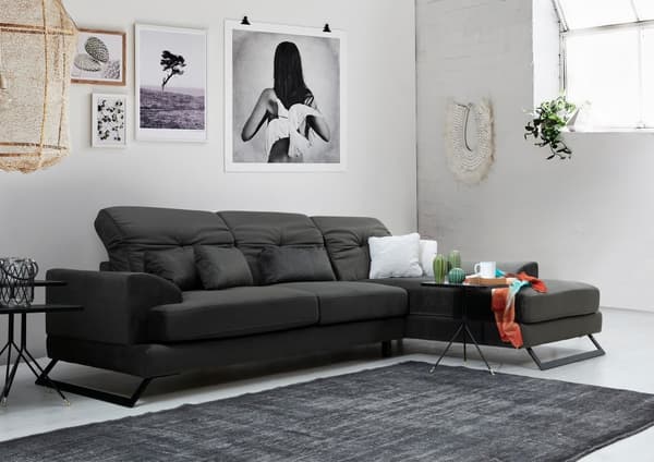 Chic Home Friida kulmasohva divaanilla 190x308 cm R, tummanharmaa