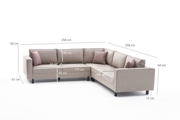 Chic Home Kaarina Pellava kulmasohva 258x258 cm, beige