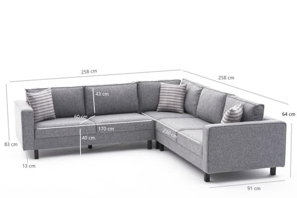 Chic Home Kaarina Pellava kulmasohva 258x258 cm, harmaa