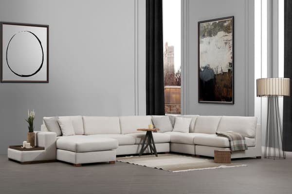 Chic Home Loop kulmasohva divaanilla ja sivupöydällä 428x272x194 cm L, harmaa