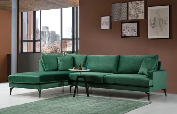 Chic Home Pauliina kulmasohva divaanilla 283x180 cm L, vihreä