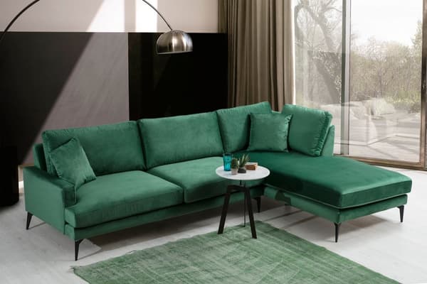 Chic Home Pauliina kulmasohva divaanilla 283x180 cm R, vihreä