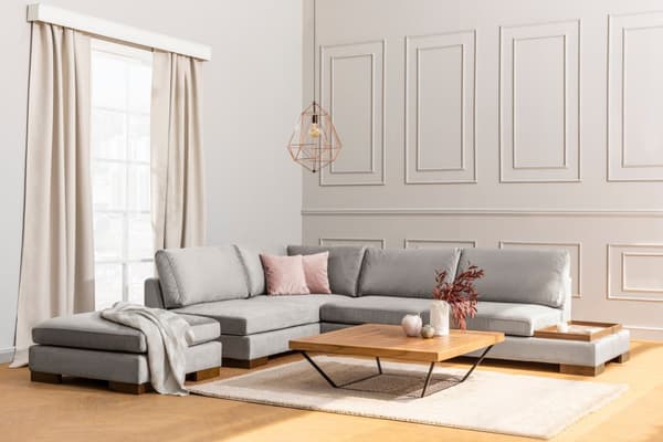 Chic Home Tuire kulmasohva rahilla ja sivupöydällä 313x193 cm L, vaaleanharmaa