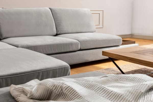 Chic Home Tuire kulmasohva rahilla ja sivupöydällä 313x193 cm L, vaaleanharmaa