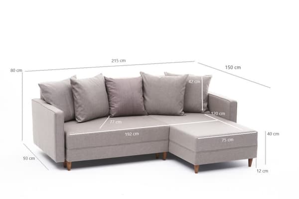Chic Home Alina kulmavuodesohva divaanilla 215x150 cm R, beige