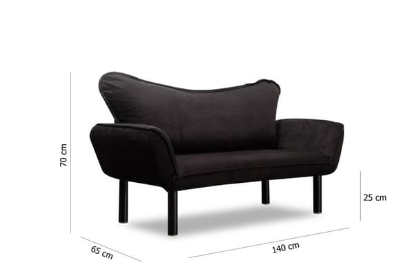 Chic Home Chloe 2-istuttava vuodesohva 140 cm, musta