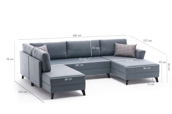 Chic Home Elsa kulmavuodesohva divaanilla 300x202 cm, vaaleanbeige