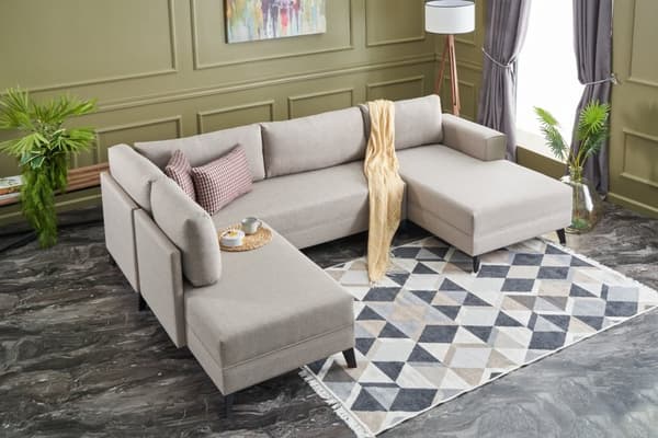 Chic Home Elsa kulmavuodesohva divaanilla 300x202 cm, vaaleanbeige