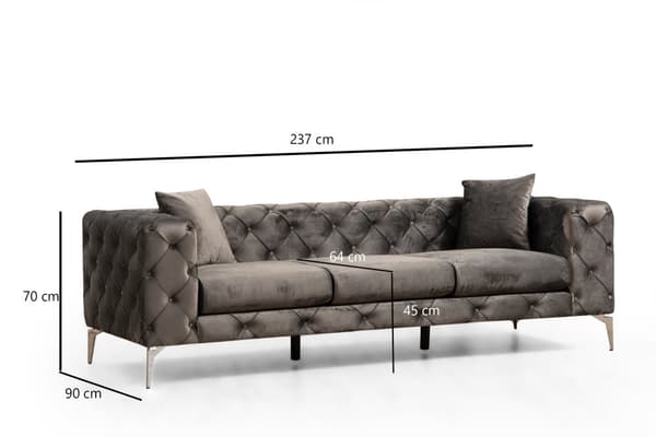 Chic Home Aino 3-istuttava sohva 237 cm, antrasiitti