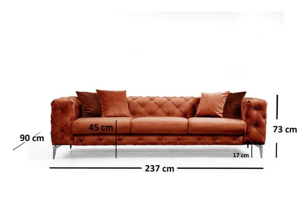 Chic Home Aino 3-istuttava sohva 237 cm, oranssi