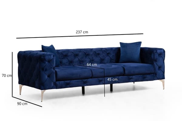 Chic Home Aino 3-istuttava sohva 237 cm, sininen