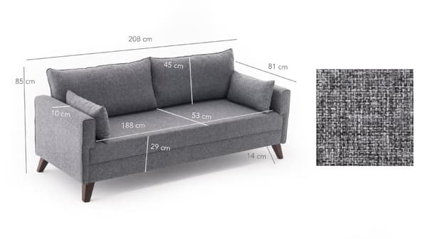 Chic Home Bea 3-istuttava sohva 208 cm, harmaa