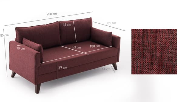 Chic Home Bea 3-istuttava sohva 208 cm, punainen