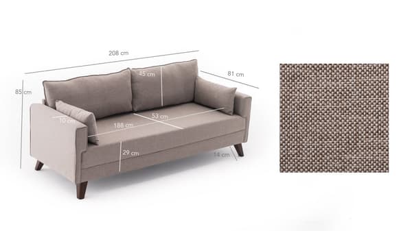 Chic Home Bea 3-istuttava sohva 208 cm, ruskea