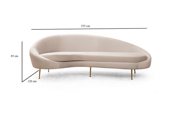 Chic Home Else 3-istuttava sohva, kaareva 255x120 cm L, beige