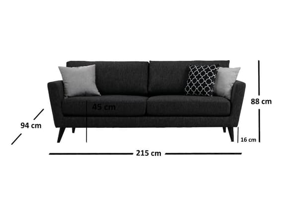 Chic Home Maaninka 3-istuttava sohva 215 cm, tummanharmaa