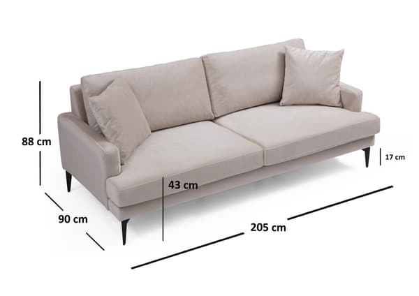 Chic Home Pauliina 3-istuttava sohva 205 cm, beige
