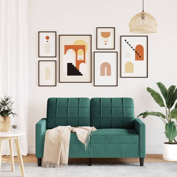 vidaXL Soffa 2-sits mörkgrön 120 cm sammet