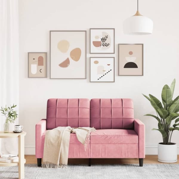 vidaXL Soffa 2-sits rosa 120 cm sammet