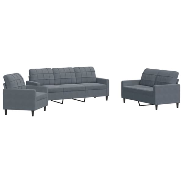 vidaXL sofasæt 3 dele med hynder velour mørkegrå