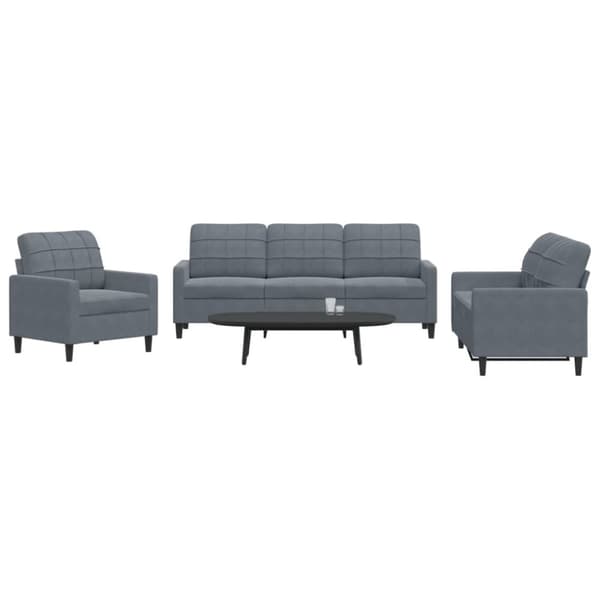 vidaXL sofasæt 3 dele med hynder velour mørkegrå