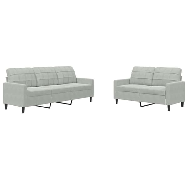 vidaXL sofasæt 2 dele med hynder velour lysegrå