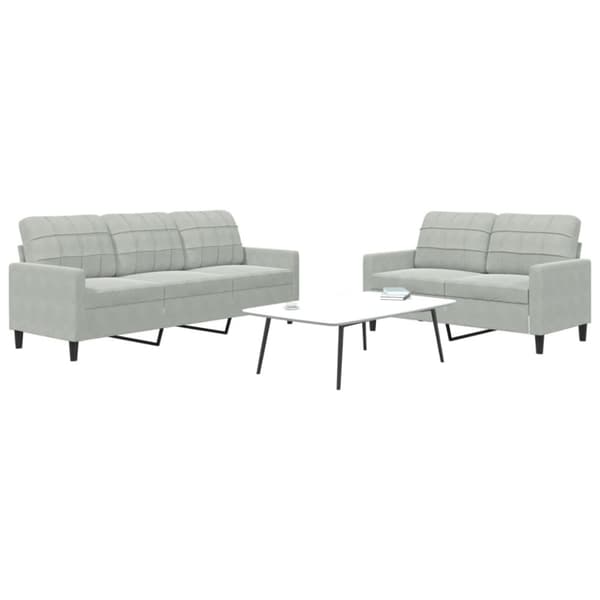 vidaXL sofasæt 2 dele med hynder velour lysegrå
