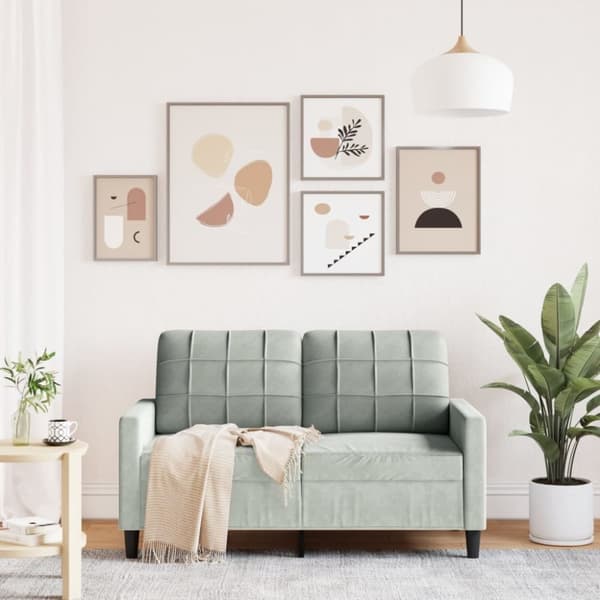 vidaXL 2-personers sofa 120 cm velour lysegrå