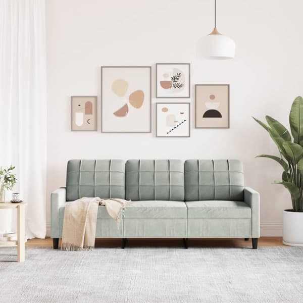 vidaXL 3-sitssoffa ljusgrå 180 cm sammet
