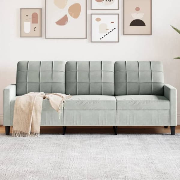 vidaXL 3-sitssoffa ljusgrå 180 cm sammet