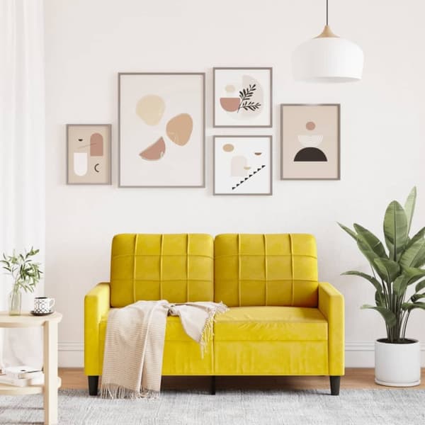 vidaXL 2-sitssoffa gul 120 cm sammet