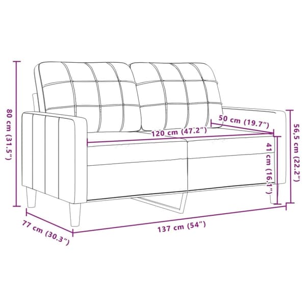 vidaXL 2-sitssoffa gul 120 cm sammet