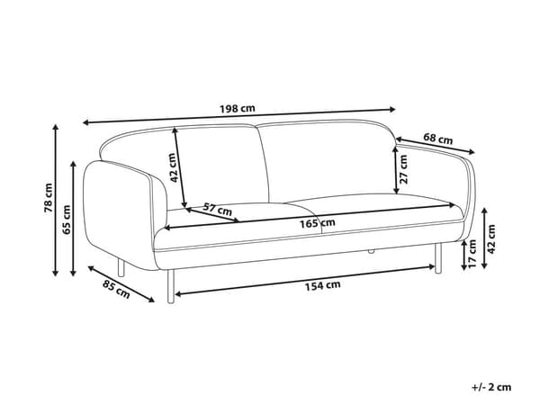 Soffa 3-sits Ljusbeige Tyg Mjuka Metallben Svart Dekorativ Kant Retro Glam Art Decor Stil