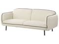 Miniatyrbild 6 av 11: Soffa 3-sits med Fotpall Ljusbeige Tyg Mjuka Metallben Svart Dekorativ Kant Retro Glam Art Decor Stil