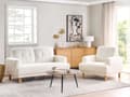 Miniatyrbild 4 av 11: Soffa 2-sits Vit Bouclétyg Träben Loveseat Retro Minimalistiska Vardagsrumsmöbler