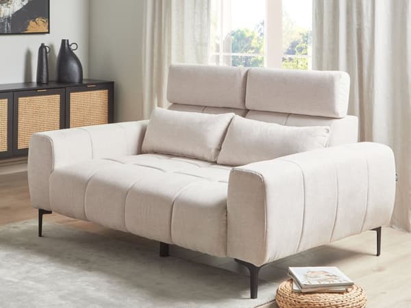 Sofa Beige Stoff 2-seters med Justerbare Nakkestøtter Moderne møbler til stuen