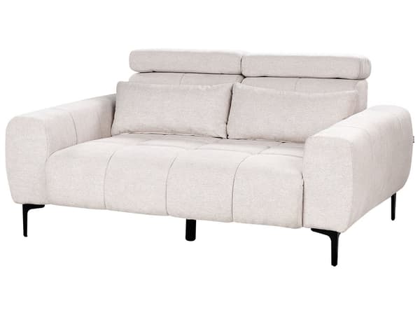 Sofa Beige Stoff 2-seters med Justerbare Nakkestøtter Moderne møbler til stuen