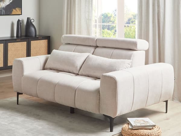Sofa Beige Stoff 2-seters med Justerbare Nakkestøtter Moderne møbler til stuen