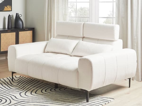 Sofa Hvit Boucle 2-seters Polstring med Justerbare Nakkestøtter Moderne stil Stuemøbler