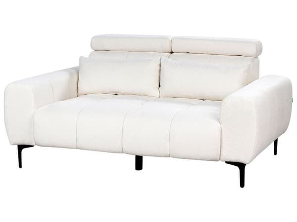 Sofa Hvit Boucle 2-seters Polstring med Justerbare Nakkestøtter Moderne stil Stuemøbler