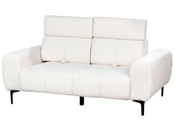 Sofa Hvit Boucle 2-seters Polstring med Justerbare Nakkestøtter Moderne stil Stuemøbler