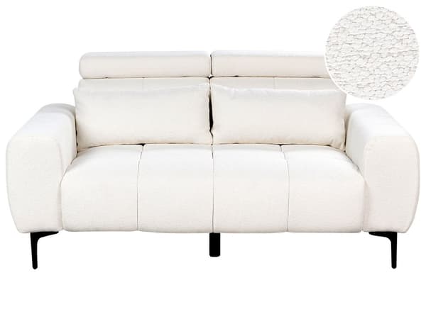 Sofa Hvit Boucle 2-seters Polstring med Justerbare Nakkestøtter Moderne stil Stuemøbler