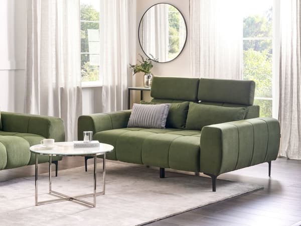 Sofa Grønn Stoff med 2-seters Justerbare Nakkestøtter Moderne møbler Stue