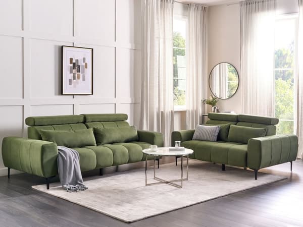 Sofa Grønn Stoff med 2-seters Justerbare Nakkestøtter Moderne møbler Stue