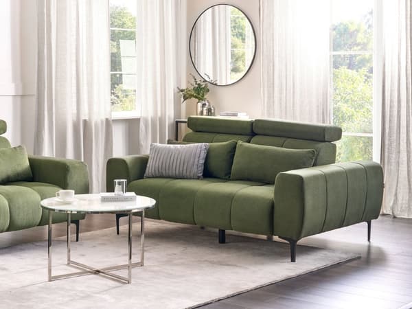 Sofa Grønn Stoff med 2-seters Justerbare Nakkestøtter Moderne møbler Stue